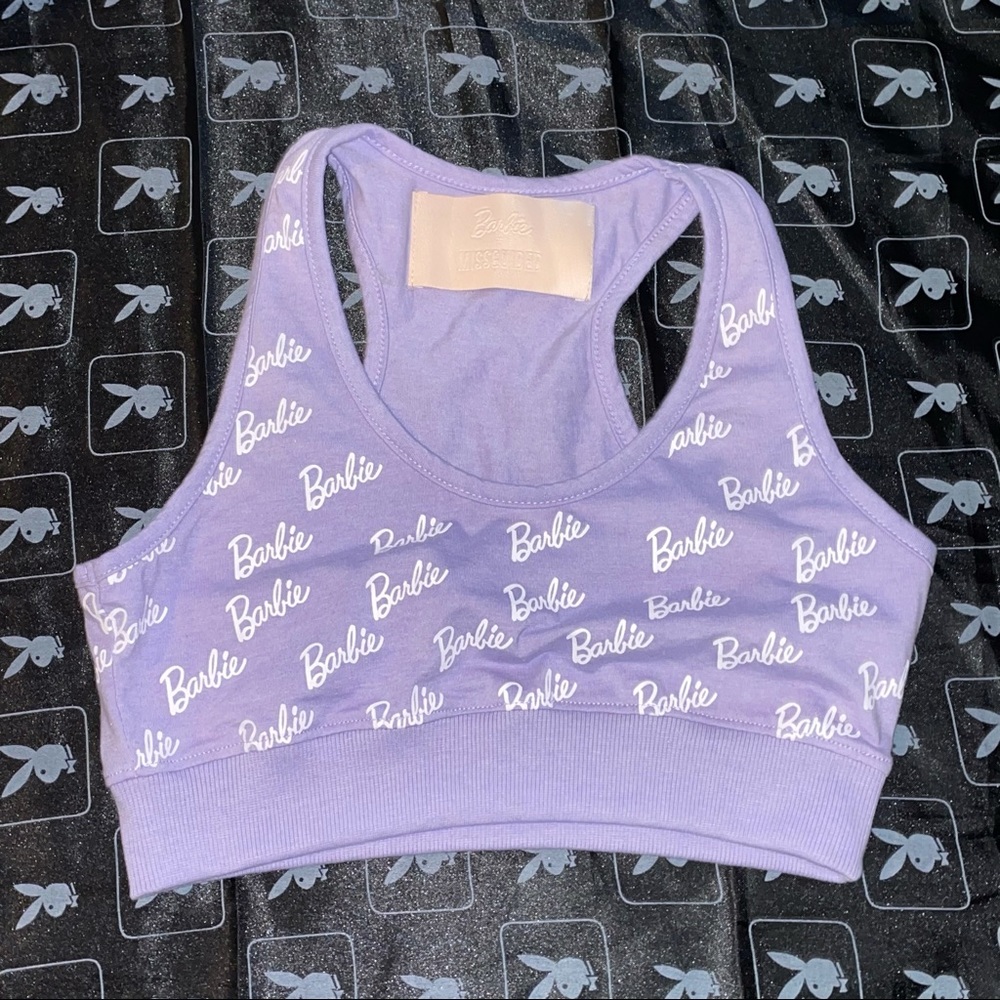 Missguided x Barbie Purple 💜 Logo Sports Bra